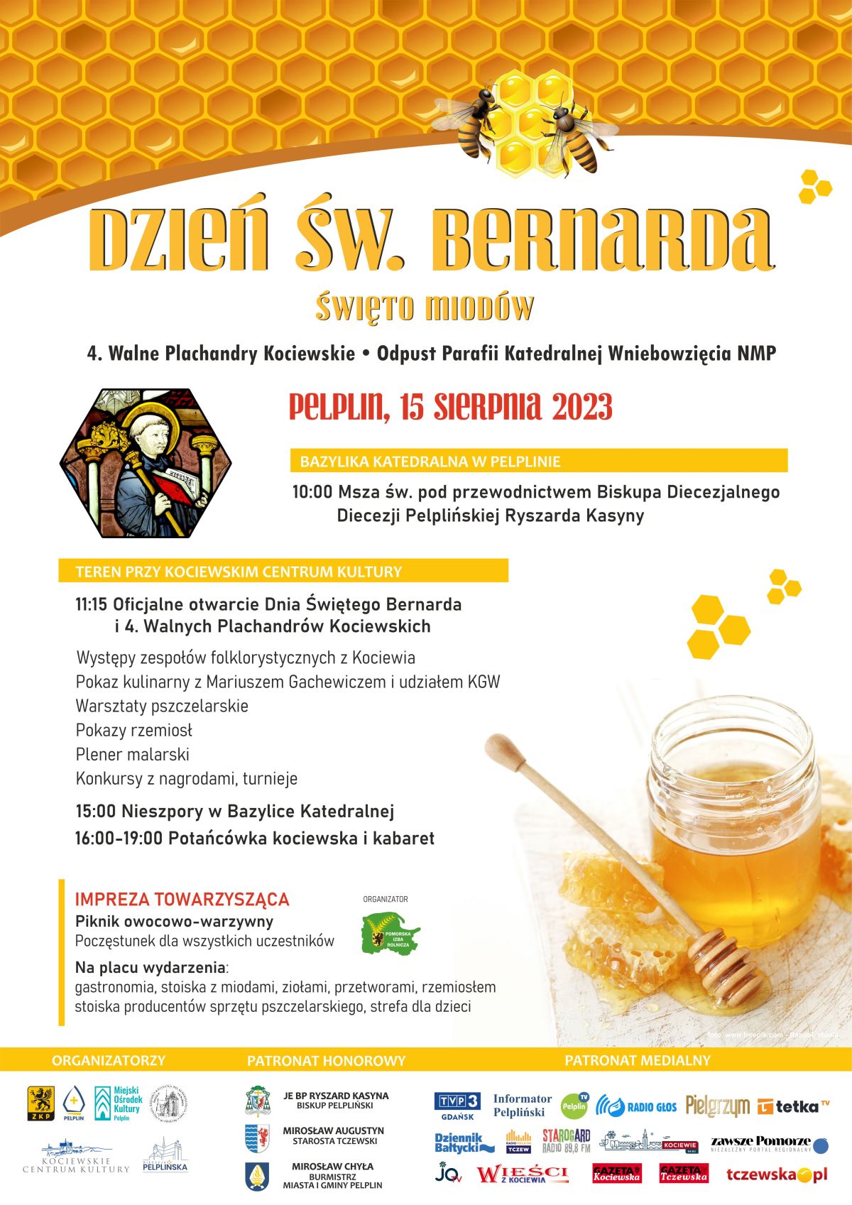 Dzień Świętego Bernarda - Święto Miodów Pelplin 2023 plakat
