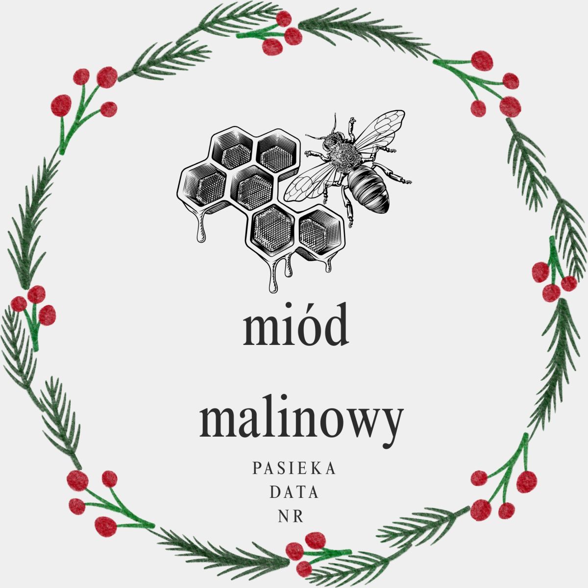 etykieta miód malinowy