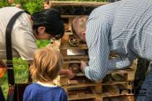 Na zdjęciu: Prace nad domem dla pszczół samotnic. Źródło zdjęcia: Stowarzyszenie Natura i Człowiek.