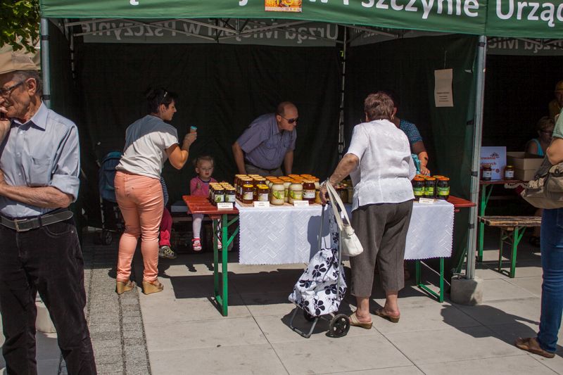 Asortyment jednego z pszczelarzy podczas wydarzenia o nazwie: VII Święto Miodu w Pszczynie. Autor zdjęcia: Kazimierz Wiśniowski