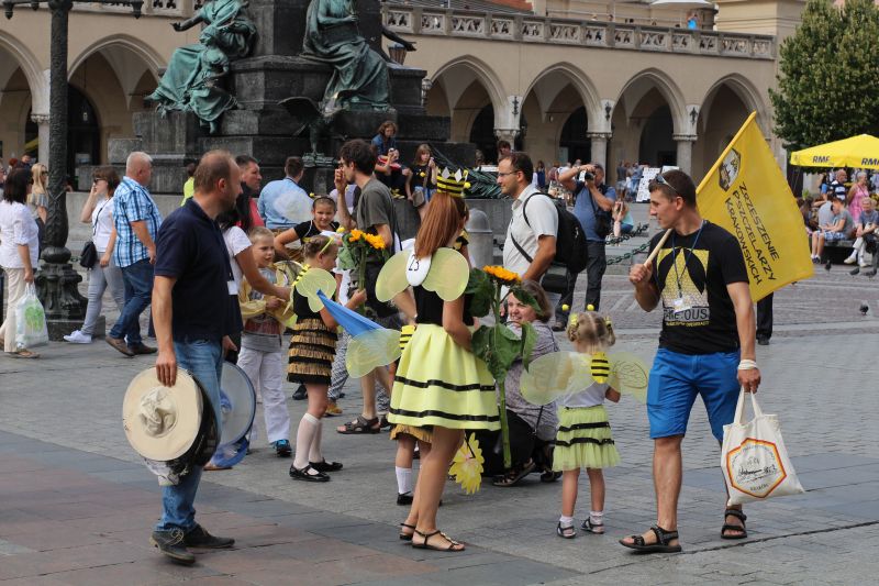 Ostatnie chwile przed rozpoczęciem parady pszczół XXIII Krakowskiego Miodobrania. Autor zdjęcia: Paweł Balana