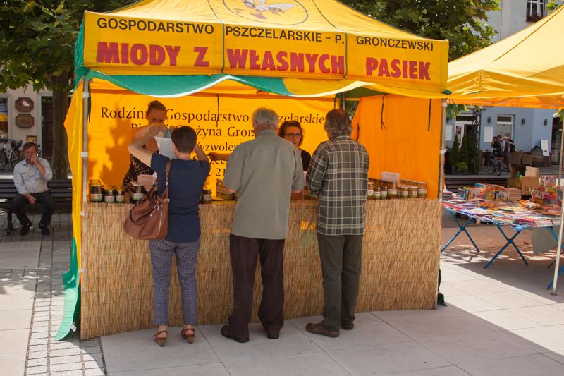 Stoisko Rodzinnego Gospodarstwa Pasiecznego Gronczewski podczas wydarzenia o nazwie: VII Święto Miodu w Pszczynie. Autor zdjęcia: Kazimierz Wiśniowski