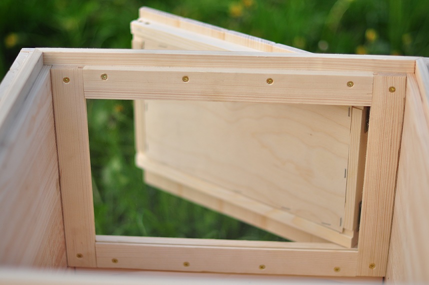 Korpus z szybką - widok wewnątrz korpusu - dodatkowy element ula wielkopolskiego. Źródło zdjęcia: Bartnicy.pl