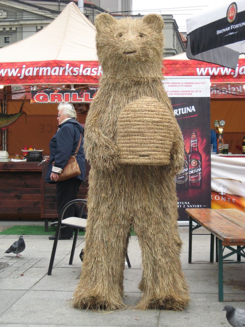 Niedźwiedź z kószką na II Festiwalu Miodu w Katowicach. Autor zdjęcia: Kazimierz Wiśniowski