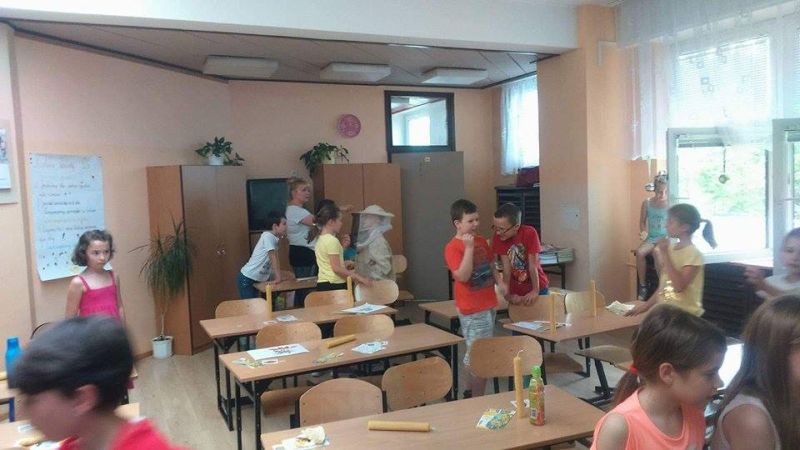 Gorące rozmowy na tematy pszczelarskie podczas warsztatów w Szkole Podstawowej nr 313 w Warszawie. Autor zdjęcia: Piotr Nowotnik