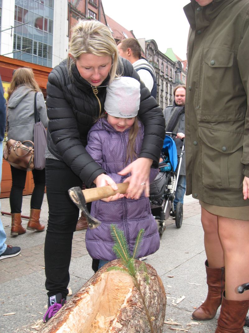 Najmłodsi uczestnicy dziania barci mogli liczyć na pomoc rodziców na II Festiwalu Miodu w Katowicach. Autor zdjęcia: Kazimierz Wiśniowski